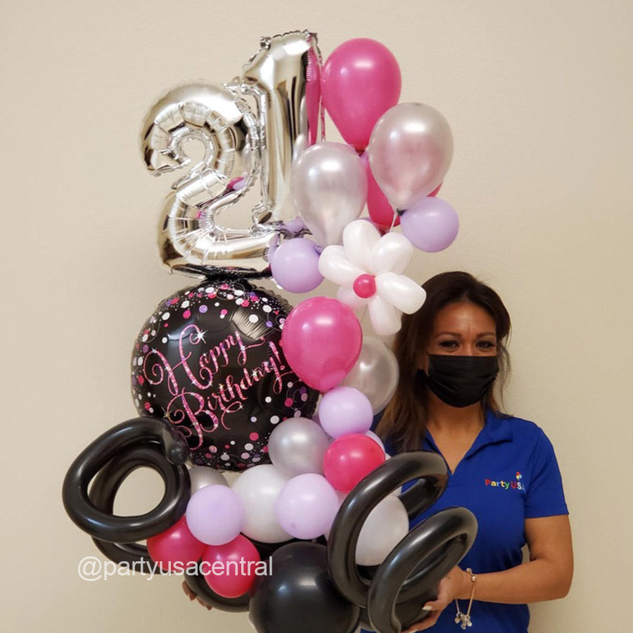 BB16 - 21st Birthday Floating Numbers Balloon Bouquet